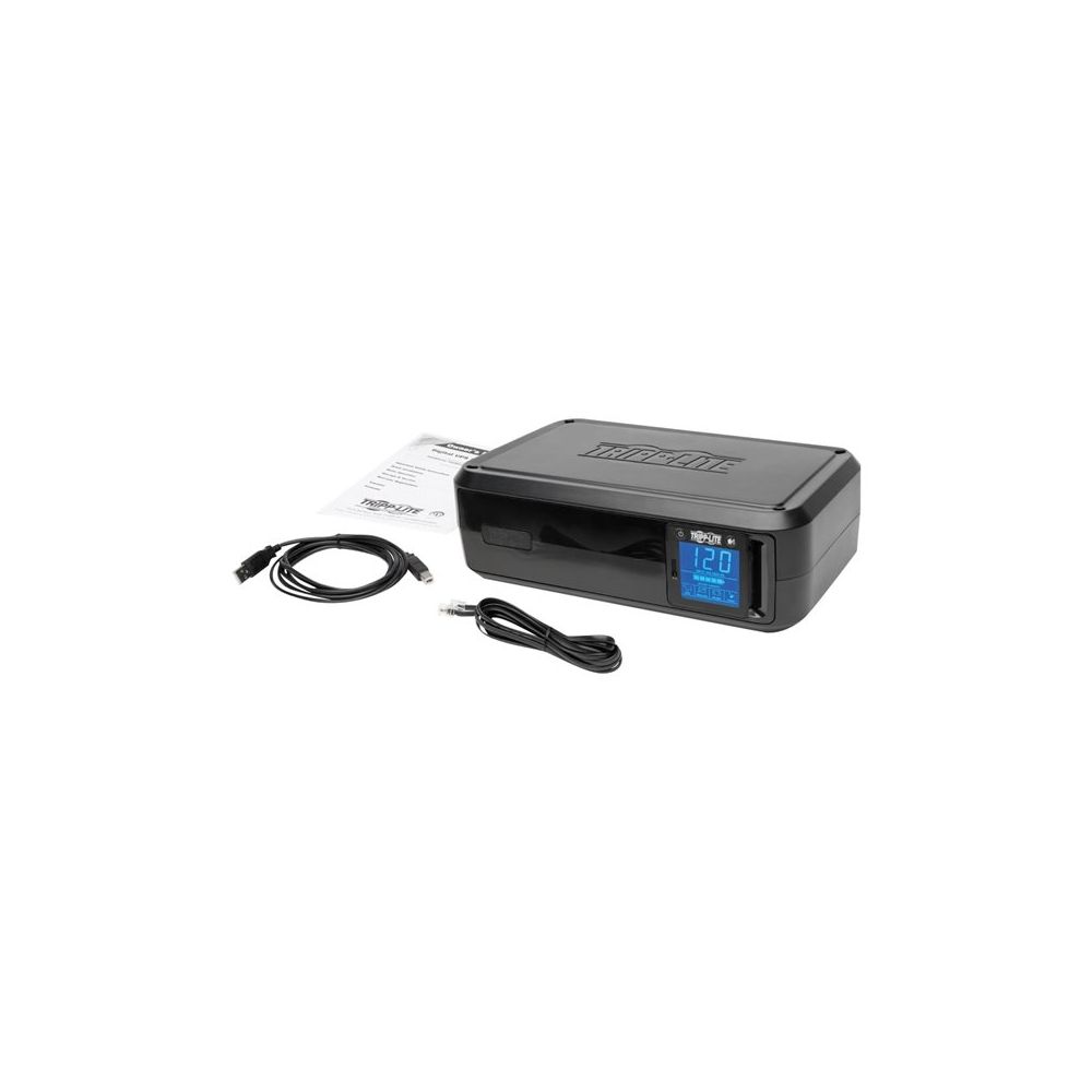 Sistema de alimentación ininterrumpida, de la marca Tripp Lite, AVR, 120 V,  con pantalla LCD, USB y coaxial RJ45 Negro