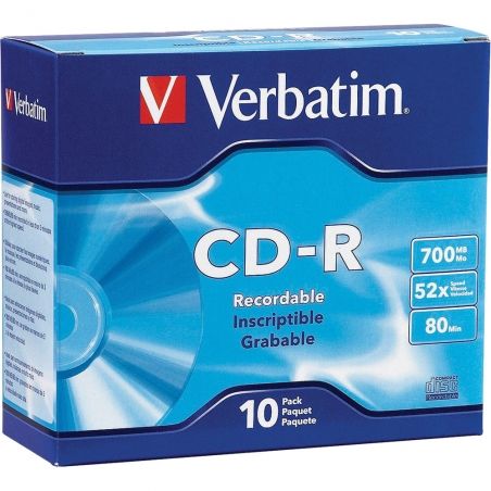 VERBATIM CD-R 80MIN/700MB 52X 10PK SLIM CASE