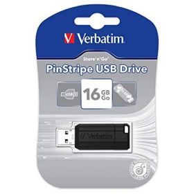 PENDRIVE VERBATIM 16GB STORE N GO PINSTRIPE BLACK USB DRIVE