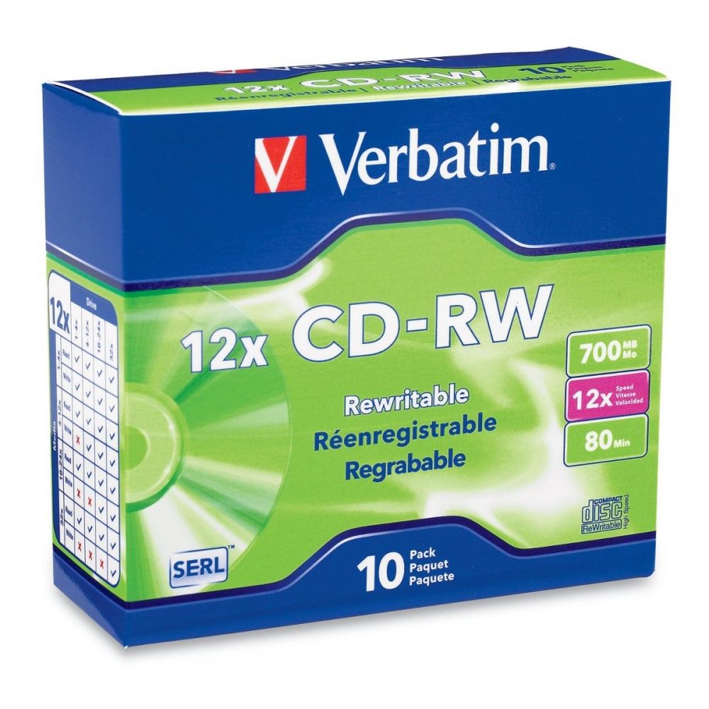 Verbatim CD-RW 700MB 4X-12X DataLifePlus With Color Branded - View #5