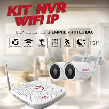 Kit de Seguridad 2 Cámaras IP WiFi de Exterior + 2 Cámaras IP WiFi de  Interior con movimiento