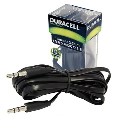 CABLE AUXILIAR DURACELL AUDIO 10 PIES NEGRO