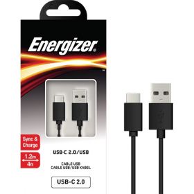 CABLE ENERGIZER USB A TIPO C - 1.2MT NEGRO