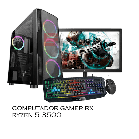 Computador Gamer RX Amd Ryzen 5 3500, 16gb, ssd 240gb, video Rx 580 8gb, Monitor de 19.5 pulg
