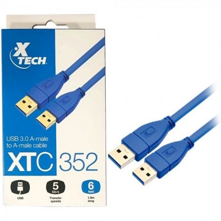 Cable Xtech Usb 3.0 Macho A Macho Xtc-352 Color Azul Favorito